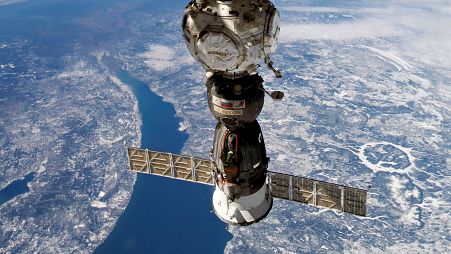 Russian spacecraft is docked at the International Space Station (ISS)