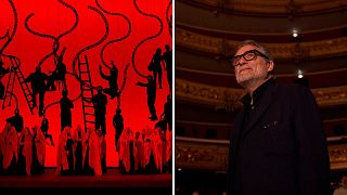 Spanish artist Jaume Plensa on set for Macbeth at Barcelona's Liceu Theatre