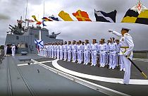 Die Fregatte Admiral Gorschkow in Richards Bay, Südafrika, am 22.02.2023