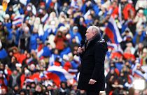 Vladimir Poutine au stade Loujniki de Moscou (22/02/23)