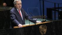 Le secrétaire général de l'ONU, António Guterres, à la tribune des Nations unies