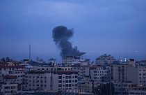 Smoke rises following an Israeli airstrike in the western Gaza Strip, Thursday, Feb. 23, 2023.