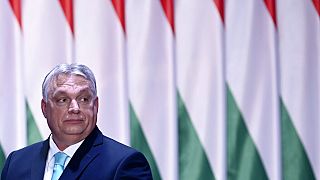 Viktor Orban am 18. Februar 2023 bei seiner Rede zum Lage der Nation in Budapest. Für die Verlängerung der Sanktionen gegen Russland stellt er Bedingungen.