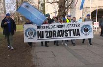 Nurses protest over slaries and working conditions in Slovenia.