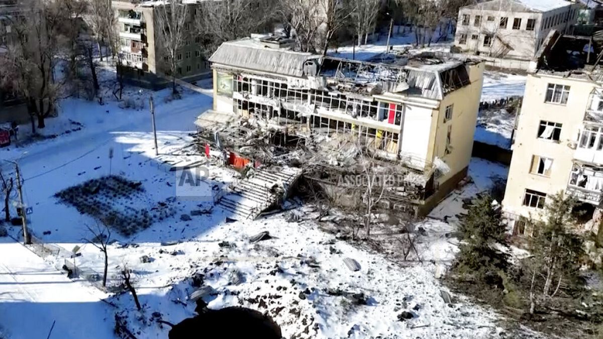 New video footage of Bakhmut shot from the air with a drone shows how the longest battle of the year-long Russian invasion has turned the city of salt into ruins.