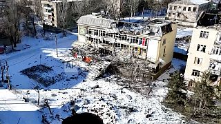 New video footage of Bakhmut shot from the air with a drone shows how the longest battle of the year-long Russian invasion has turned the city of salt into ruins.