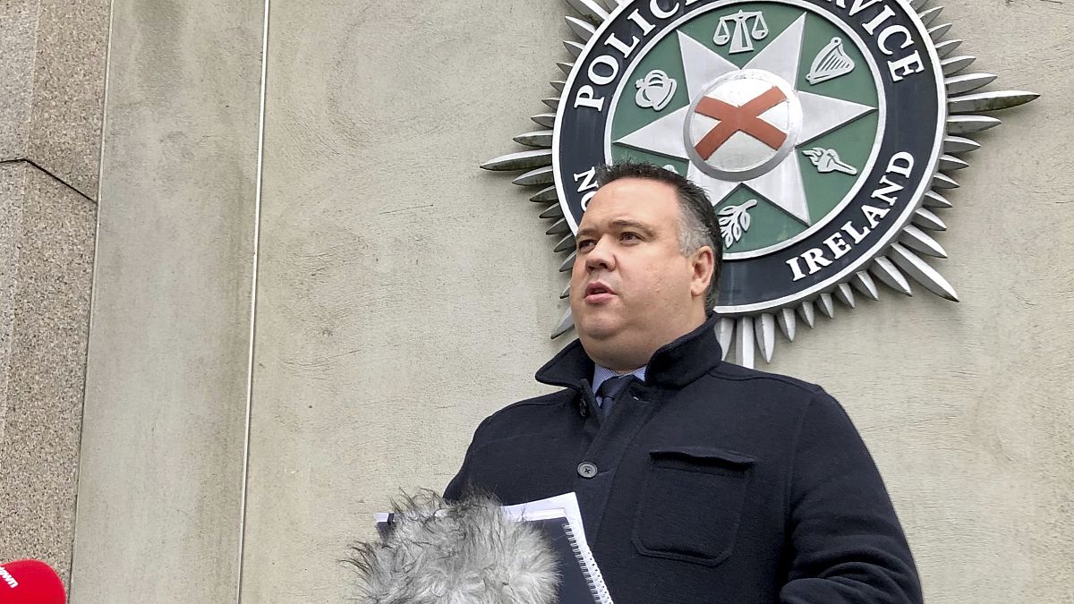 File photo of Police Service of Northern Ireland (PSNI) Detective Chief Inspector John Caldwell speaking on Nov. 17, 2020 in Belfast. 