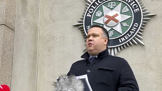 File photo of Police Service of Northern Ireland (PSNI) Detective Chief Inspector John Caldwell speaking on Nov. 17, 2020 in Belfast. 