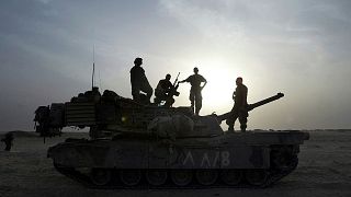 Abrams tank és legénysége Irakban 2012-ben