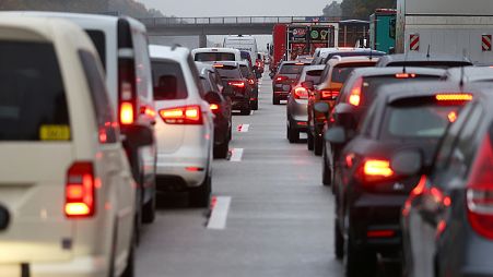 A traffic jam near Frankfurt, Germany.