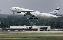 بوئینگ ۷۷۷ در اولین پرواز بدون توقف خود از اورلاندو به تل آویو، سه شنبه ۹ ژوئیه ۲۰۱۹. 