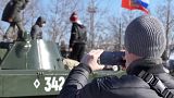 Russische Waffenausstellung in Sewastopol, Krim, Ukraine
