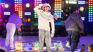 J-Hope (Jung Ho-seok) performs in Times Square for the New Year's Eve celebration, Saturday, Dec. 31, 2022, in New York. 