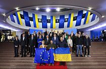 Avrupa Komisyonu Başkanı Ursula von der Leyen ve Ukrayna Cumhurbaşkanı Vladimir Zelenskiy 2 Şubat'ta yapılan Kİev'deki AB-Ukrayna zirvesinde / Arşiv