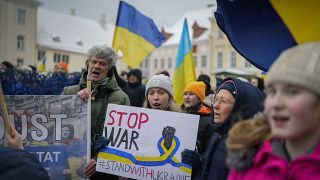 Manifestazione a sostegno dell'Ucraina a Tallin, in Estonia