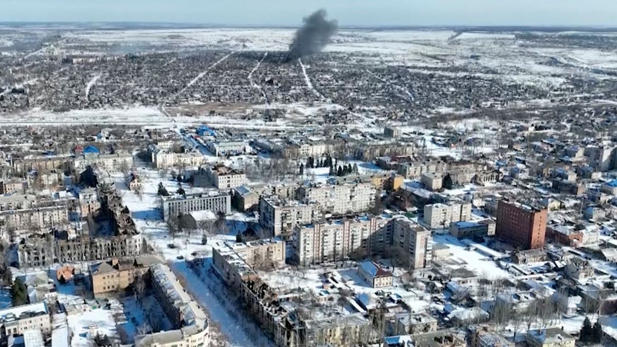 New video footage of Bakhmut shot from the air with a drone for The Associated Press shows how the longest battle of the year-long Russian invasion has  cahnged the town