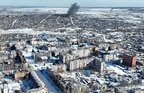 New video footage of Bakhmut shot from the air with a drone for The Associated Press shows how the longest battle of the year-long Russian invasion has  cahnged the town
