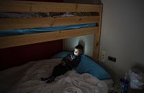 Der 5jährige Maxym Batrak aus Brovary in einer unterkunft im Dorf Guissona, Lleida, Spanien