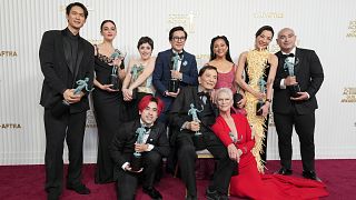 The cast of ‘Everything Everywhere All At Once’ celebrate their big wins at the SAG Awards