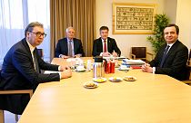 Kosova Başbakanı Kurti, Sırbistan Cumhurbaşkanı Vucic, AB Temsilcisi Borrell 