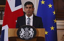Britain's Prime Minister Rishi Sunak holds a joint press conference with EU Commission President Ursula von der Leyen at Windsor Guildhall, Windsor, England, Feb 27, 2023