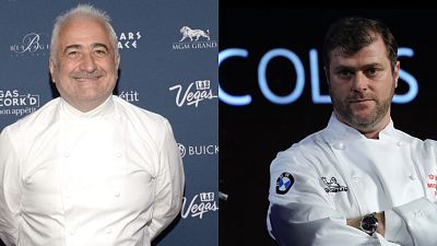 The Michelin guide has shocked the culinary world by stripping two top chefs - (Guy Savoy, L, Christopher Coutanceau, R) -  of coveted stars