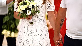 Un couple lors d'une cérémonie de mariage à Kyiv (Ukraine) - 23.07.2023