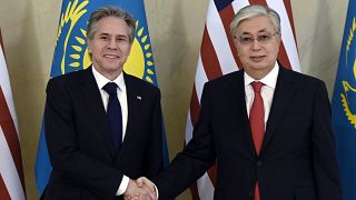 Госсекретарь США Энтони Блинкен и президент Казахстана Касым-Жомарт Токаев
