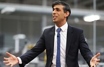 Britain's Prime Minister Rishi Sunak holds a Q&A session with local business leaders during a visit to Coca-Cola HBC in Lisburn, Northern Ireland.