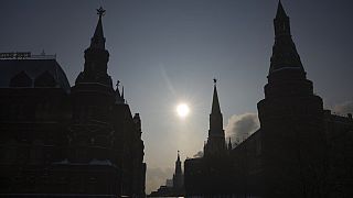 A virtually empty Red Square closed for security reasons prior to Russian President Vladimir Putin's annual state of the nation address, Moscow, Feb. 21, 2023.