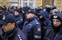 Kormányellenes tüntetés a moldovai fővárosban, Chișinăuban 2023. február 28-án