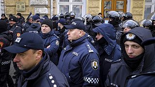 Kormányellenes tüntetés a moldovai fővárosban, Chișinăuban 2023. február 28-án 