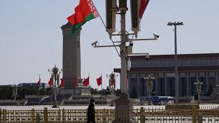 Белорусский флаг на площади Тяньаньмэнь в Пекине 