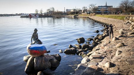 Copenhagen’s Little Mermaid statue vandalised with the Russian flag