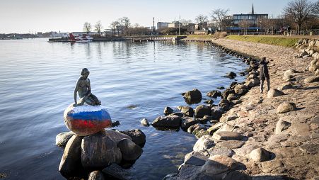 Copenhagen’s Little Mermaid statue vandalised with the Russian flag