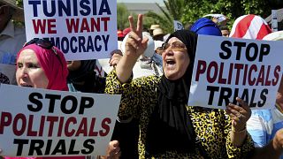مظاهرة لأنصار حركة النهضة في تونس الرئيس قيس سعيد في تموز / يوليو 2022
