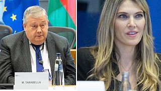 Der belgische Europaabgeordnete Marc Tarabella und die griechische Europaabgeordnete Eva Kaili. Beide wurden im Rahmen des Qatargate-Skandals wegen Korruption angeklag