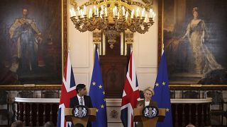 British Prime Minister Rishi Sunak (L) and European Commission President Ursula von der Leyen, in Windsor, England on Feb 27, 2023. 