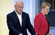 Kai Wegner, a CDU berlini vezetője, a választás nyertese és Franziska Giffey SPD-s főpolgármester