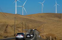 Wind turbines in Livermore, California, 10 August 2022.