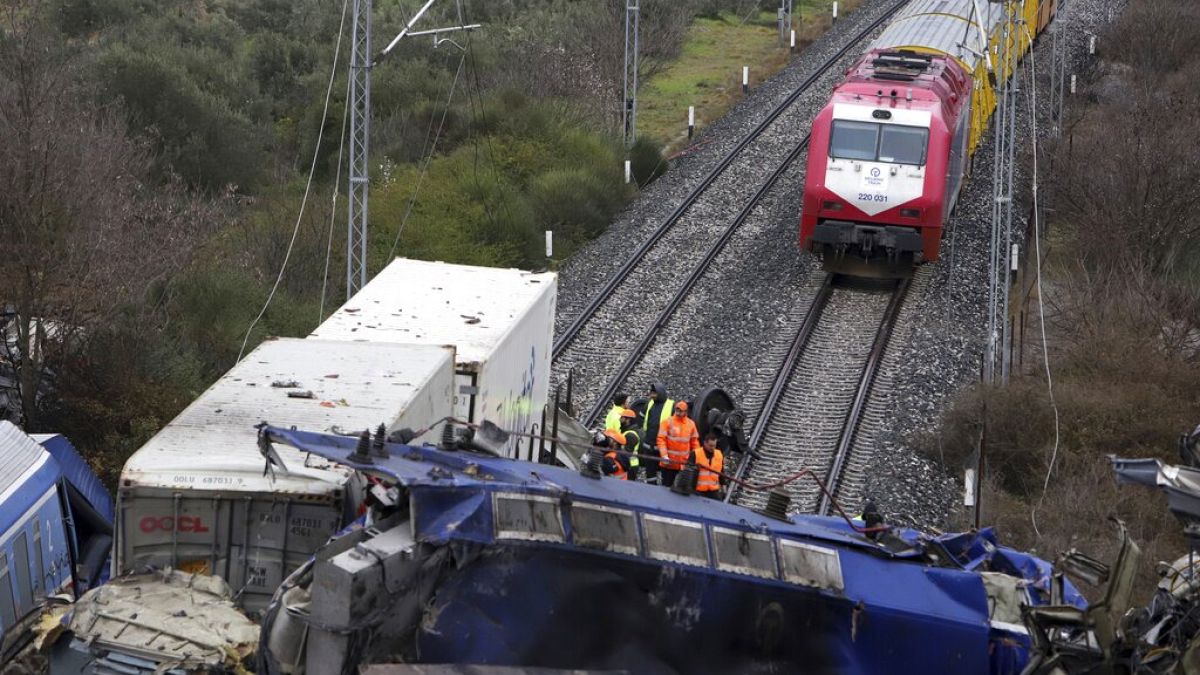 Aftermath of Greek train crash.