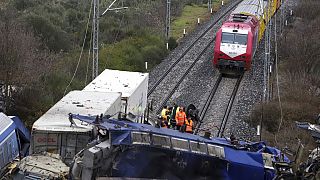 Aftermath of Greek train crash.