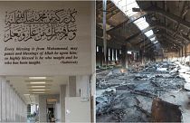 المسجد قبل الحريق وبعده
