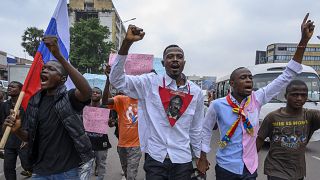 Protests in Kinshasa against French president Macron's visit