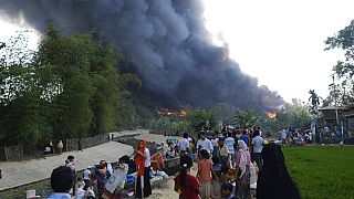 Incendie dans un camps de réfugiés rohingyas, au Bangladesh, dimanche 5 mars 2023.