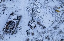 بقايا دبابة روسية في أوكرانيا 