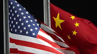 The US and Chinese flag, side by side.