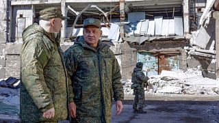 Ministro da Defesa russo em local não identificado nos territórios ocupados da Ucrânia