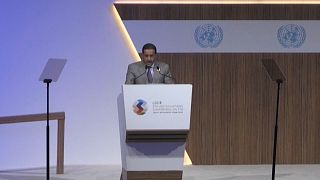  عضو مجلس القيادة الرئاسي اليمني، عثمان مجلي، أثناء مداخلته خلال مؤتمر البلدان الأقل نموا، المنعقد في الدوحة، قطر، 6 مارس/آذار 2023.