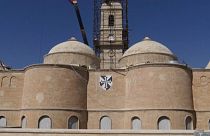 كنيسة دير الآباء الدومينيكان المعروفة بكنيسة الساعة في مدينة الموصل العراقية، والتي أعيد بناؤها بعد أن تدمرت أثناء احتلال تنظيم داعش للمدينة 